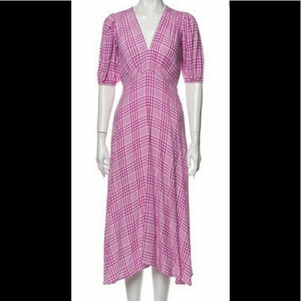 FAITHFUL The Brand Victoria Checked Midi Dress Sz 2 - Picture 3 of 8